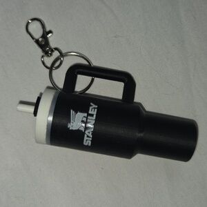 STANLEY Black Mini Mug Keychain with Silver Clip